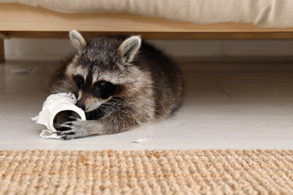 raccoon in house