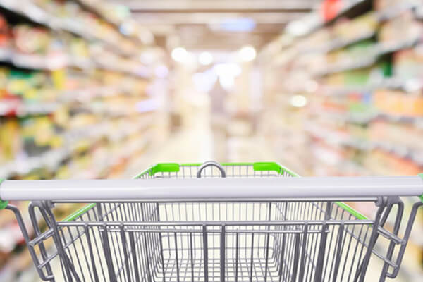 Shopping cart in grocery store