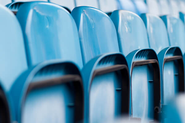 Empty blue stadium seats