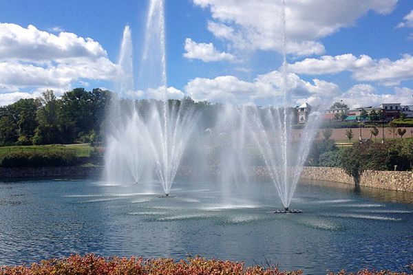 floating fountain in lake