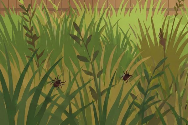 ticks in tall grass
