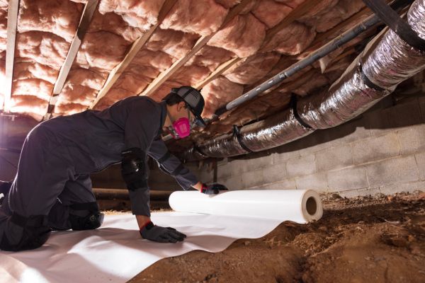 Colleague installing vapor barriers