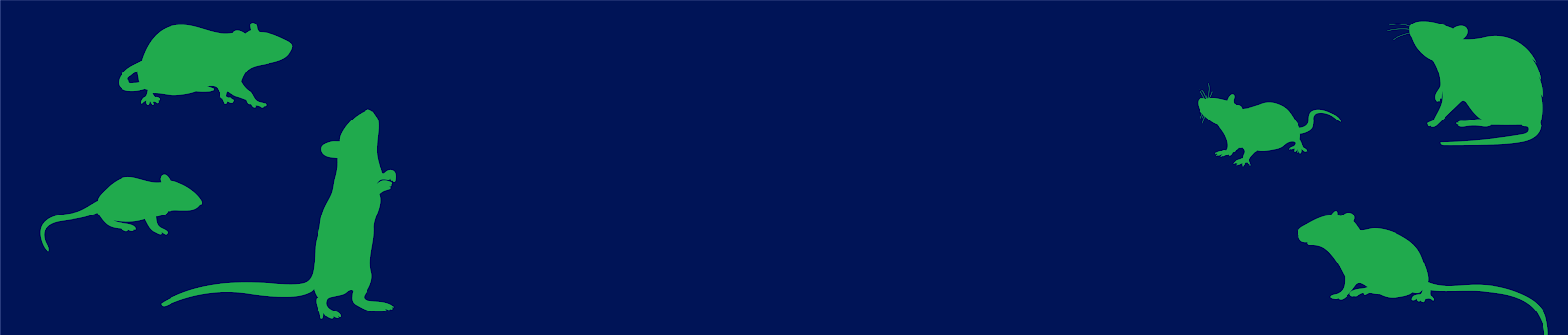green silhouettes of rodents on a blue backgound