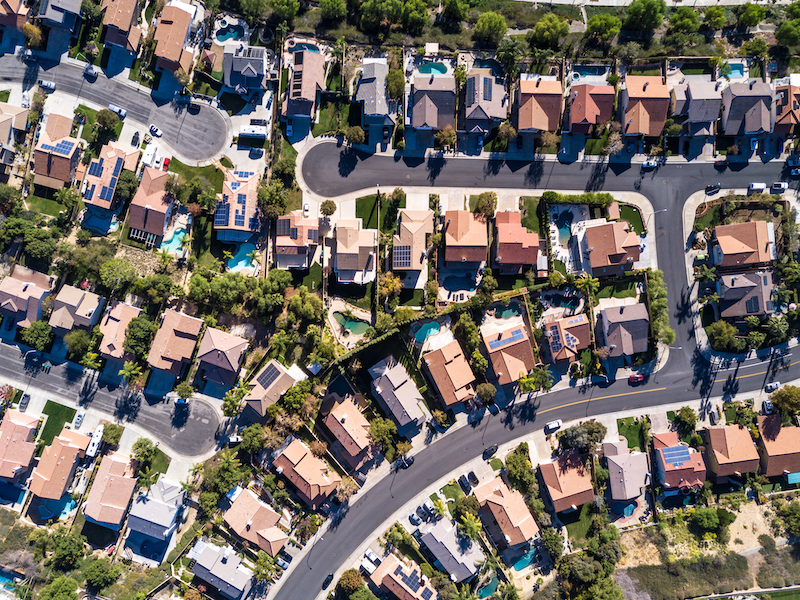 aerial view of a neighborhood